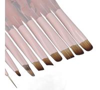 Brrnoo Brosse à Ongles, 9 Pièces, Brosse de Nettoyage pour Nail Art, pour Nettoyer les Erreurs de Vernis sur les Cuticules, Ovale Plat, à Angle Fin, pour Dessin D'Ongles, Brosses de