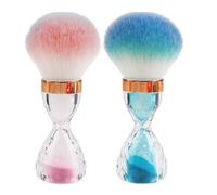 Brrnoo Brosse à Poussière pour Ongles, 2 Pièces, Nettoyant Artistique, Dissolvant de Poudre, Manche en Sablier Transparent, Sable Coulant pour Salons de Manucure et de (Forme de sablier)