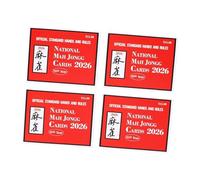 Brrnoo Cartes de Mahjong 2026 Gros Caractères, Règles Officielles (Rouge | 18,1 X 4,7 Pouces déplié, Papier épais, Soignée, pour Centres pour Seniors, Salles de Jeux, Débutants