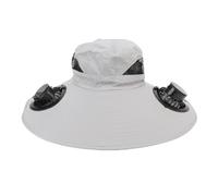 Brrnoo Chapeau de Ventilateur Solaire en Acrylique à Bord Large avec Deux Ventilateurs, Preuve à L'épreuve de la Randonnée, Camping, Recharge Solaire/USB, Refroidissement à Haute (Gris Clair)