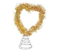 Brrnoo Cimier d'arbre à Paillettes Dorées, Décor de Cime d'arbre de Noël avec Paillettes Scintillantes, Plastique en Fer Robuste pour Décoration de Fête de Vacances (cœur)