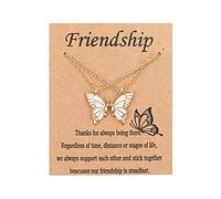 Brrnoo Collier d'amitié Chaîne BFF pour Filles, Pendentif Papillon, Bijoux, Conception de Puzzle, Symbolise la Belle amitié, Longueur Réglable 40 + 5 Cm avec Fermoir Mousqueton pour (#3)