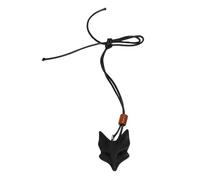 Brrnoo Collier Pendentif Renard Longueur Réglable Cordon en Cuir PU Collier Pendentif en Bois Unisexe Bijoux Renard Cadeau Unique pour Femmes Hommes
