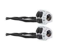 BRRNOO Commandes de Moto, Interrupteur d'éclairage de Guidon Interrupteur de Guidon Universel 2 Pièces 1in de de Moto Phare Clignotant Klaxon Bouton de Commande de Vitesse pour de 25 Mm (Argent