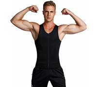 Brrnoo Débardeur de Taille pour Hommes, Gilet Sauna Respirant avec Fermeture éclair, Boucles Réglables pour la Perte de Poids, Conception de Mode pour L'entraînement, la Course à Pied, (L)