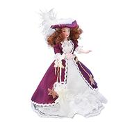 Brrnoo Doll House Personnes Figures, People Poll House Victorian Style Jupe Violette Foncée Femme Femme Céramique Poupée Miniature Porcelaine People Victorien Dollhouse pour 1/12 Doll