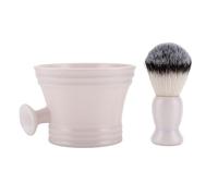 Brrnoo Ensemble Blaireau et Bol à Savon en Nylon Souple ABS, Outils de Barbe, Kit Humide avec Mousse Rapide pour une Utilisation à Domicile ou en Salon de Coiffure (Ensemble 2 pièces)