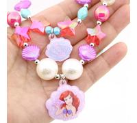 BRRNOO Ensemble Collier et Bracelet avec Pendentif en Forme de Coquille D'étoile pour Filles, Kits de Bijoux en Perles de Fausses Perles pour Enfants, Couleur Vive sans (Collier Bracelet Ensemble)