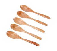 BRRNOO Ensemble de Cuillères en Bois 5 Pièces Cuillères à Mélanger en Bois Réutilisables écologiques pour la Cuisine, la Salle à Manger, le Dessert, le Nanmu 19x3.7cm