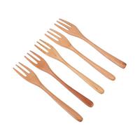 BRRNOO Ensemble de Fourchettes Japonaises en Bois 5 Pièces 7,5 Pouces Fourchettes à Salade Réutilisables à 3 Dents Couverts en Bois élégants et Minimalistes pour les Dîners de Famille