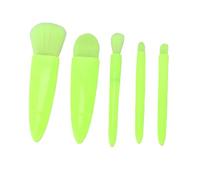 BRRNOO Ensemble de Pinceaux de Maquillage de Voyage Professionnel, 5 Pièces, Mini Kit de Pinceaux Cosmétiques avec Miroir, de Maquillage Portables à Fonction Complète pour Femmes (vert fluorescent)