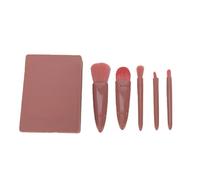 BRRNOO Ensemble de Pinceaux de Maquillage de Voyage Professionnel, 5 Pièces, Mini Kit de Pinceaux Cosmétiques avec Miroir, de Maquillage Portables à Fonction Complète pour Femmes (Haricot Rose)