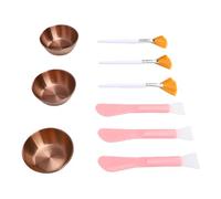 Brrnoo Ensemble de Spa pour le Visage 9 Pièces, 3 Bols à Mélanger en Acier Inoxydable, 3 Brosses éventail, Spatules pour Application de Masque, Finition Brillante (Or Rose)