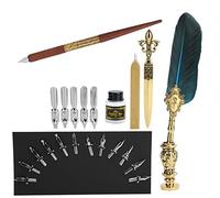 Brrnoo Ensemble de Stylos Vintage, Kit de Calligraphie, D'écriture, de Dessin, de Plumes, Collection Artisanale pour les Amateurs D'art (SP248011R bleu lac)