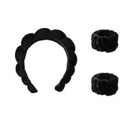 BRRNOO Éponge Bandeau Bracelet Ensemble Terry Tissu Visage Bande De Lavage Microfibre Polaire avec Extensible Bande Élastique pour Soins De La Peau Maquillage Spa Yoga (#1)