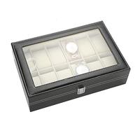 Brrnoo Étui de la Montre, 12 Grilles PU en Cuir Montre Afficher la Boîte de Rangement Boîte Rangement