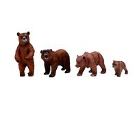 Brrnoo Figurines d'ours Grizzli Figurines d'animaux Réalistes aux Détails Peints à la Main, Idéales pour la Décoration Intérieure, la Collection et L'éducation Scientifique (Ensemble de 4 pièces)