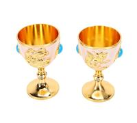 Brrnoo Gobelet Vintage incrusté de Turquoise avec Gravure en émail plaqué or et Pierres Turquoise Authentiques pour Décoration de Mariage, Verre à Whisky (WHITE)