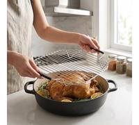 BRRNOO Grille à Rôtir à Vapeur avec Poignées Grille à Rôtir avec Poignées à Vapeur avec Pliable Passe au Lave-vaisselle Acier Inoxydable Compatible avec Foodi Possible
