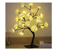 BRRNOO Lampe LED en Forme D'arbre bonsaï, USB, Décoration de Chambre à Coucher, Veilleuse de Table (24 Lumières Rose)