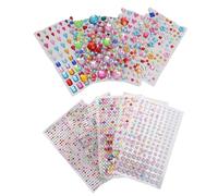 BRRNOO Lot de 10 Feuilles D'autocollants en Scintillants en Acrylique avec Perles à Dos Plat pour Nail Art, Scrapbooking, Projets de Bricolage, Enfants Amateurs D'artisanat,