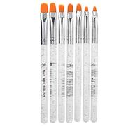 BRRNOO Lot de 7 Stylos à Ongles en Gel, Brosse de Manucure Professionnelle avec Poignée Transparente Antidérapante pour Extension D'ongles, Nettoyable à L'eau, Taille Portable