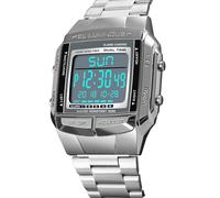 Brrnoo Men de Montre Numérique Analogique, Fashion Casual Sports Wristwatch, 2 Fois 5 Alarme, Strape D'EAVELLEMENT ARRESSOIDES INTÉRIEURS 3ATM, Montres Multifonctionnelles de (Silver)