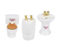 Brrnoo Meubles pour Dollhouse, Salle de Bain Ensemble de Salle de Bain 1/24 Dollhouse Set 3pcs Porcelain de Ensemble de Meubles de de Simulation Kit de Toilette de Baignoire en Céramique (Rose)