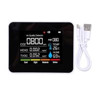 Brrnoo Moniteur de qualité D'air 9-en-1, Détecteur de CO2, Appareil de Mesure des Poussières avec Affichage en Temps Réel, Alerte Couleur Automatique pour Maison, Bureau, Voiture (WHITE)