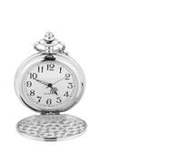 Brrnoo Montre de Poche Lisse à Quartz en Alliage avec Chaîne, Montre de Poche Analogique Classique pour Halloween, Noël, Mariage, Thanksgiving, Saint-Valentin, Durable, (Chaîne Fine argentée