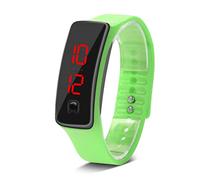 Brrnoo Montre électronique de Sport à Affichage LED avec Cadran 12 Heures, Calendrier et Arrêt Automatique, pour Hommes et Femmes, Idéale pour la Course à Pied et Les Loisirs. (Vert Clair)