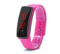 Brrnoo Montre électronique de Sport à Affichage LED avec Cadran 12 Heures, Calendrier et Arrêt Automatique, pour Hommes et Femmes, Idéale pour la Course à Pied et Les Loisirs. (Pink)