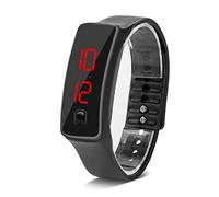 Brrnoo Montre électronique de Sport à Affichage LED avec Cadran 12 Heures, Calendrier et Arrêt Automatique, pour Hommes et Femmes, Idéale pour la Course à Pied et Les Loisirs. (Black)