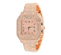 BRRNOO Montre Femme Élégante Montre à Quartz pour Femme avec Bracelet Montre Femme Rhinestone Précise pour Cadran Alliage Verre Simple (Doré)