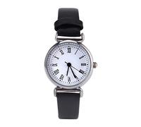 Brrnoo Montre Femme Petite Montre Bracelet Cuir Rétro Cadran Noir Ceinture Noire Plaque Blanche Mode Simple Habillée