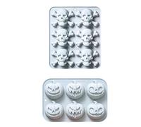 Brrnoo Moules en Silicone, 6 Cavités Crâne et Citrouille, pour