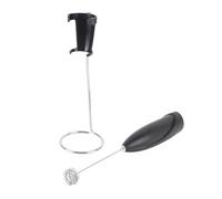 Brrnoo Mousseur à Lait électrique Portatif avec Support, Fouet à café alimenté par Batterie, Mini Batteur à œufs et Mélangeur à Lait, Fouet en Acier Inoxydable à 2 Vitesses pour café, (BLACK)