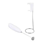 Brrnoo Mousseur à Lait électrique Portatif avec Support, Fouet à café alimenté par Batterie, Mini Batteur à œufs et Mélangeur à Lait, Fouet en Acier Inoxydable à 2 Vitesses pour café, (WHITE)