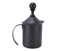 BRRNOO Mousseur à Lait Manuel, émulsionneur à Double Filtre en Acier Inoxydable, Parois Intérieures Brossées et Finition Mate, for café Latte et Boissons de spécialité (400ml)