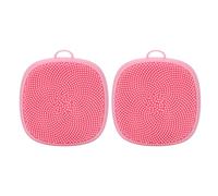 BRRNOO Paquet de 2 Brosses Exfoliantes pour le Visage en Silicone de qualité Alimentaire, Imperméables avec Trou de Suspension, pour les Voyages, la Salle de Sport, les Soins Quotidiens (PINK)