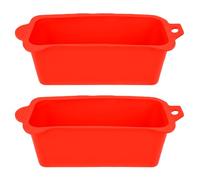 Brrnoo Paquet de 2 Poêles D'égouttage D'huile en Silicone, Doublures de Tasse à Graisse Réutilisables pour Accessoires de Barbecue, Lavable au Lave-Vaisselle, Conception de Poignée (Rouge)