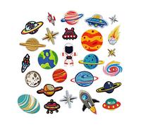 BRRNOO Patchs à Repasser Mignons, 26 Pièces, Dessins d'astronautes de Planète Vibrante pour Vêtements et Accessoires de Bricolage