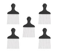 Brrnoo Peigne à Cheveux en Acier Inoxydable Noir 5 Pièces pour Hommes - Peigne Démêlant et Coiffant à Dents Larges pour Tresses, Cheveux Bouclés et Afros