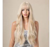 BRRNOO Perruque Blonde Bou Perruque Blonde Bou avec Corps Long bouclé ondulé Blond Long ombré, Longueur 26 Pouces, Tour de Tête approprié 52 Cm - 57 Cm