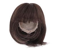 BRRNOO Perruque de Poupée, Perruque Courte de Poupée, Perruques Courtes et Droites Faites à la Main, 1/3 BJD, de, Costume Droit, BJD pour Cadeau (Marron foncé)