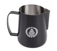 BRRNOO Pichet à Mousse de Lait Pichet à Lait en Acier Inoxydable à Vapeur 600 Ml à Expresso Latte Art avec échelle de Mesure Poignée Ergonomique pour café à la Maison (BLACK)