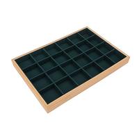 Brrnoo Plateau d'exposition de stockage de bijoux, 24 compartiments, organisateur en bois pour colliers, Bracelets, vitrine d'exposition de bijoux