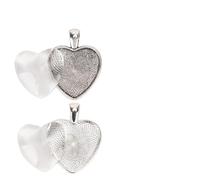 Brrnoo Plateaux à Pendentif en Forme de Cœur, Base de Suspension en Alliage Solide, Kit de Réglage de Cabochon en Verre pour la Fabrication de Bijoux, Artisanat en Résine, Bijoux Photo