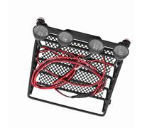 BRRNOO Porte-Bagages, Porte-Attelage de Remorquage Porte-Marchandises de Toit avec 4 Lumières LED Vibrantes Bagages de Toit RC en Métal pour SCX10 1/10 échelle RC Crawler (4 Blancs)