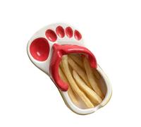 Brrnoo Porte-frite de Français, Planches à Charcuterie Accessoires Assiette de Collation en Céramique Mignon Topponnes en Forme de Vaisselle et Accessoires pour Collation, Copeau, Sauce de soja.
